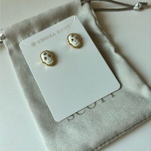 Kendra Scott Gold and White Skull Earrings